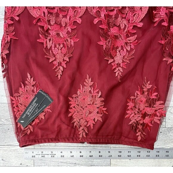 Venus Embroidered Lace Red Mini Lined Skirt Romantic Goth Fairy Sz 8 - Picture 8 of 10